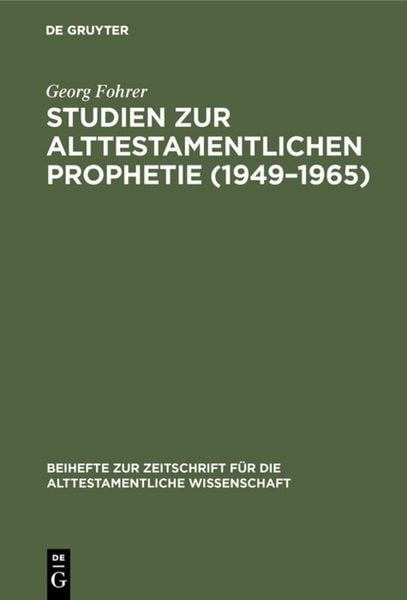 Produktbild: Studien zur alttestamentlichen Prophetie (1949&ndash;1965)