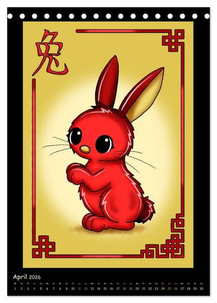 Produktbild: niedliche Tierkreiszeichen im chinesischem Stil (Tischkalender 2026 DIN A5 hoch), CALVENDO Monatskalender