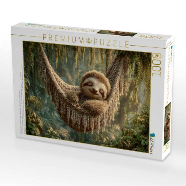 Produktbild: CALVENDO Puzzle M&uuml;des Faultier in der Dschungel-H&auml;ngematte - Einfach s&uuml;&szlig; und entspannt | 1000 Teile Lege-Gr&ouml;&szlig;e 64x48cm Foto-Puzzle f&uuml;r gl&uuml;ckliche Stun