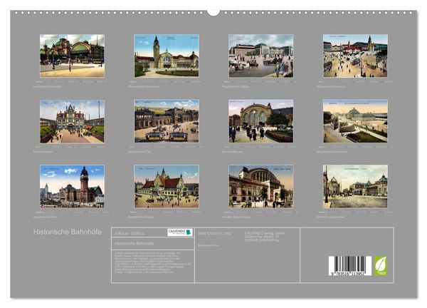 Produktbild: Historische Bahnh&ouml;fe (hochwertiger Premium Wandkalender 2026 DIN A2 quer), Kunstdruck in Hochglanz