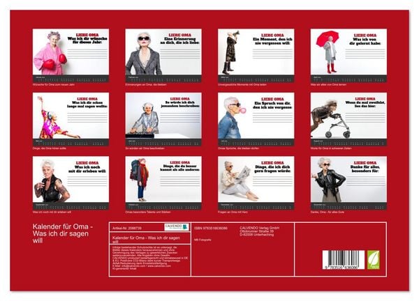 Produktbild: Kalender f&uuml;r Oma - Was ich dir sagen will (hochwertiger Premium Wandkalender 2026 DIN A2 quer), Kunstdruck in Hochglanz