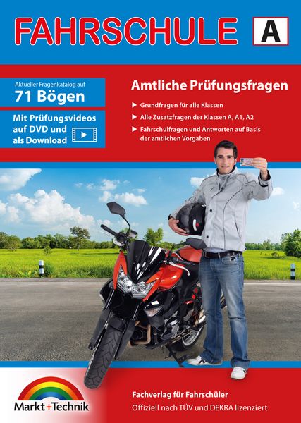 Produktbild: F&uuml;hrerschein Fragebogen Klasse A, A1, A2 - Motorrad Theoriepr&uuml;fung original amtlicher Fragenkatalog auf 71 B&ouml;gen