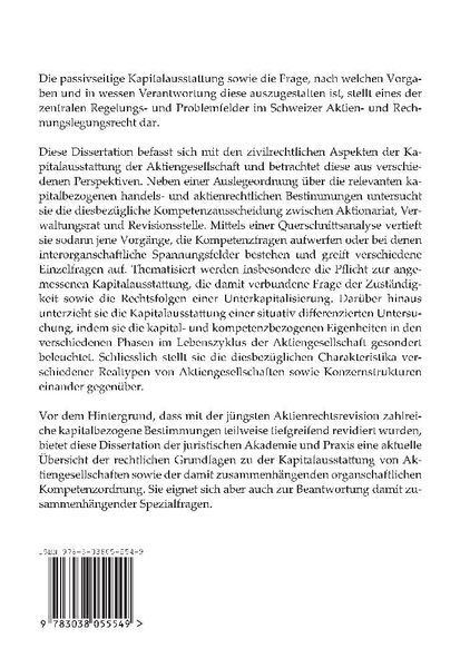 Produktbild: Die Kapitalausstattung der Aktiengesellschaft im Kompetenzgef&uuml;ge ihrer Organe