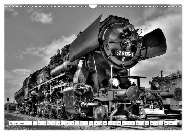 Produktbild: Unter Dampf - Eisenbahnromantik in schwarz-wei&szlig; (Wandkalender 2026 DIN A3 quer), CALVENDO Monatskalender