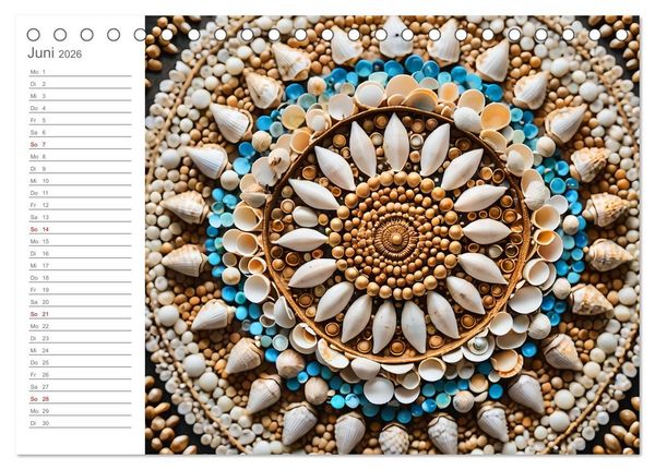 Produktbild: Natural Mandalas - Kraftvolle KI Mandalas aus Naturmaterialien (Tischkalender 2026 DIN A5 quer), CALVENDO Monatskalender