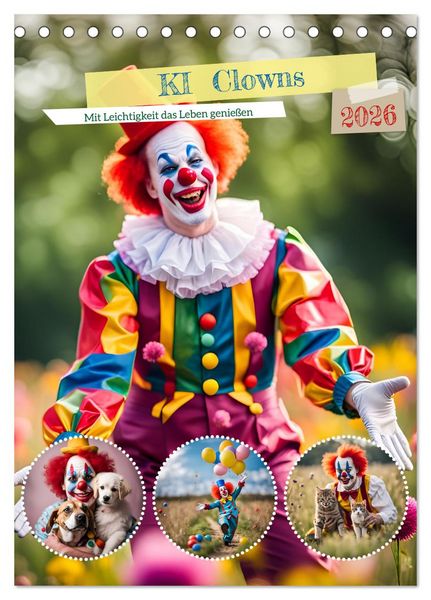 Produktbild: KI Clowns Mit Leichtigkeit das Leben genie&szlig;en (Tischkalender 2026 DIN A5 hoch), CALVENDO Monatskalender