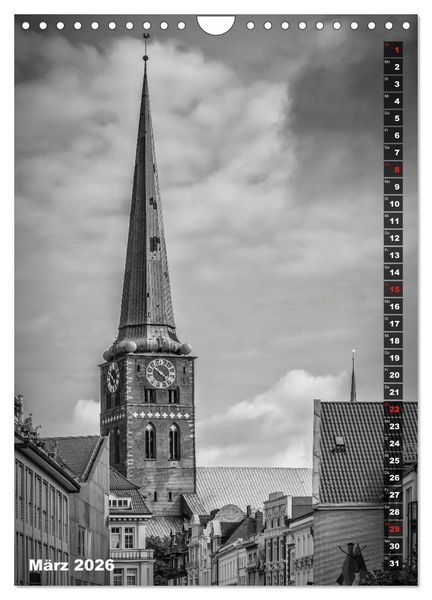 Produktbild: L&Uuml;BECK Monochrome Momente (Wandkalender 2026 DIN A4 hoch), CALVENDO Monatskalender