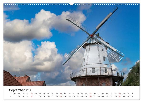 Produktbild: Ostfriesische M&uuml;hlenlandschaft (Wandkalender 2026 DIN A2 quer), CALVENDO Monatskalender
