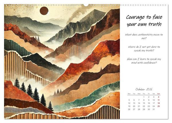 Produktbild: More confidence in 12 months - Collages with reflection questions for a stronger self (Wall Calendar 2026 DIN A2 landscape), CALVENDO 12 Month Wall Calendar