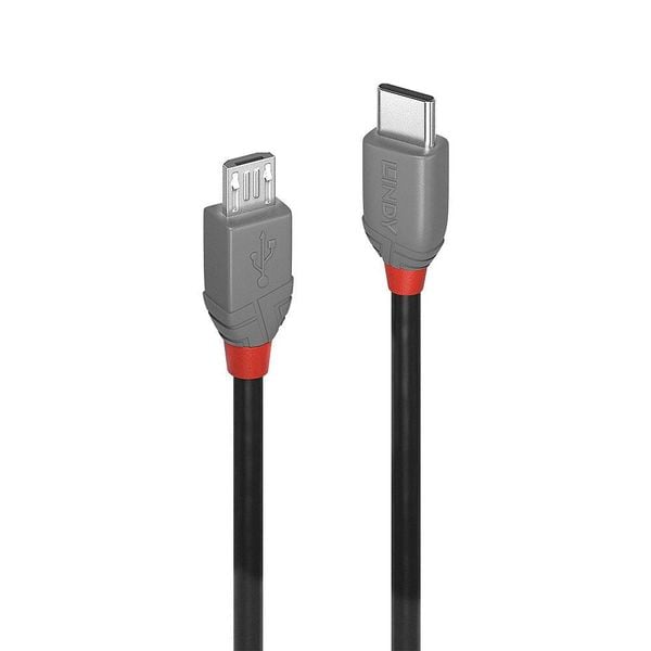 LINDY USB-Kabel USB 2.0 USB-C Stecker, USB-Micro-B Stecker 3.00m Schwarz 36893