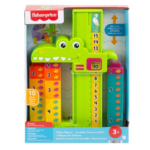 Produktbild: Fisher-Price Mein Zahlen-Krokodil Lernspielzeug mit 10 Stapelbl&ouml;cken f&uuml;r Kleinkinder