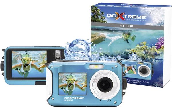 Produktbild: GoXtreme Reef Blue Digitalkamera 24 Megapixel  Blau  Full HD Video, Wasserdicht bis 3 m, Unterwasserkamera, Sto&szlig;fest, mit eingebautem Blitz