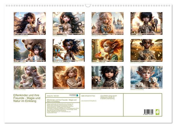 Produktbild: Elfenkinder und ihre Freunde - Magie und Natur im Einklang (Wandkalender 2026 DIN A2 quer), CALVENDO Monatskalender