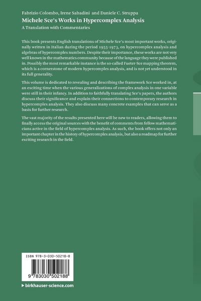 Produktbild: Michele Sce's Works in Hypercomplex Analysis