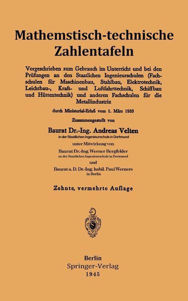 Produktbild: Mathematisch-technische Zahlentafeln