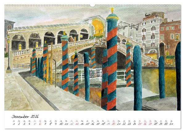 Produktbild: Venedig in stillen Aquarellen (Wandkalender 2026 DIN A2 quer), CALVENDO Monatskalender