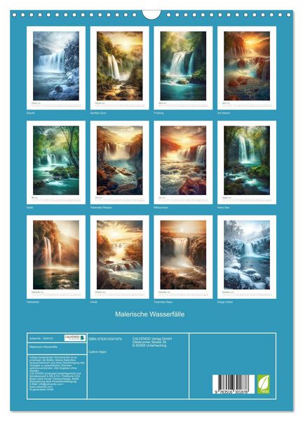 Produktbild: Malerische Wasserf&auml;lle (Wandkalender 2026 DIN A3 hoch), CALVENDO Monatskalender