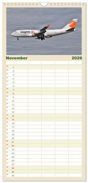 Produktbild: Familienplaner 2026 - Flugzeuge aller Art mit 5 Spalten (Wandkalender, 21 x 45 cm) CALVENDO