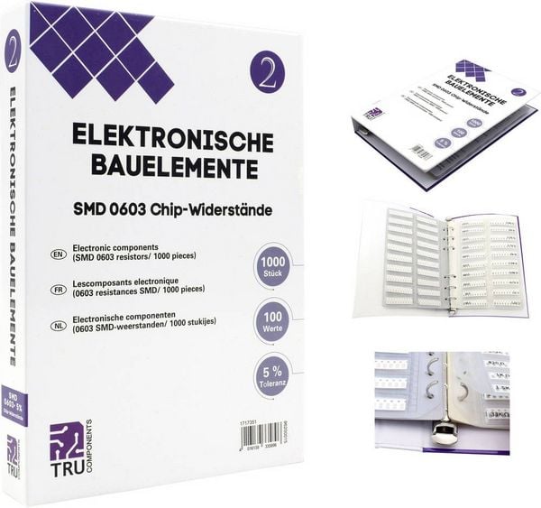 Produktbild: TRU COMPONENTS TC-6869404 TC-6869404 Sortiments-Album SMD 0603 0.1W 5% 1000 Teile