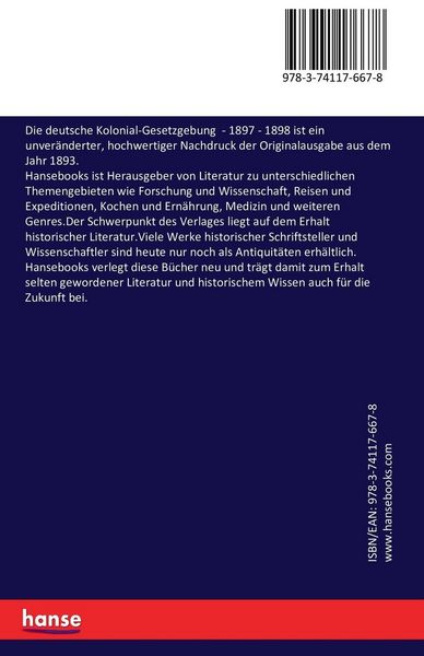 Produktbild: Die deutsche Kolonial-Gesetzgebung