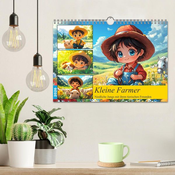 Produktbild: Kleine Farmer. Niedliche Jungs mit ihren tierischen Freunden (Wandkalender 2026 DIN A4 quer), CALVENDO Monatskalender