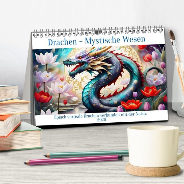 Produktbild: Drachen - Mystische Wesen (Tischkalender 2026 DIN A5 quer), CALVENDO Monatskalender