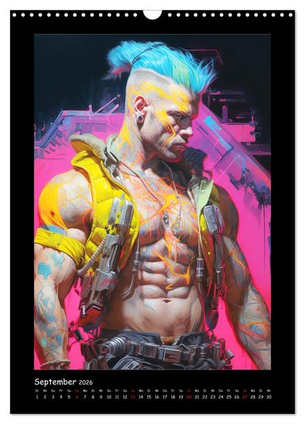 Produktbild: Cyberpunk Heroes. Futuristische Fusion von Technik und Kunst (Wandkalender 2026 DIN A3 hoch), CALVENDO Monatskalender