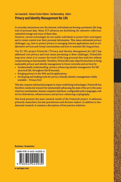 Produktbild: Privacy and Identity Management for Life