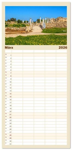 Produktbild: Familienplaner 2026 - Urlaubsparadies in Nordzypern mit 5 Spalten (Wandkalender, 21 x 45 cm) CALVENDO