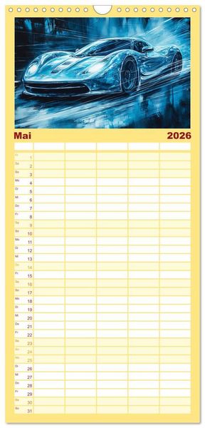 Produktbild: Familienplaner 2026 - Neon Speed mit 5 Spalten (Wandkalender, 21 x 45 cm) CALVENDO