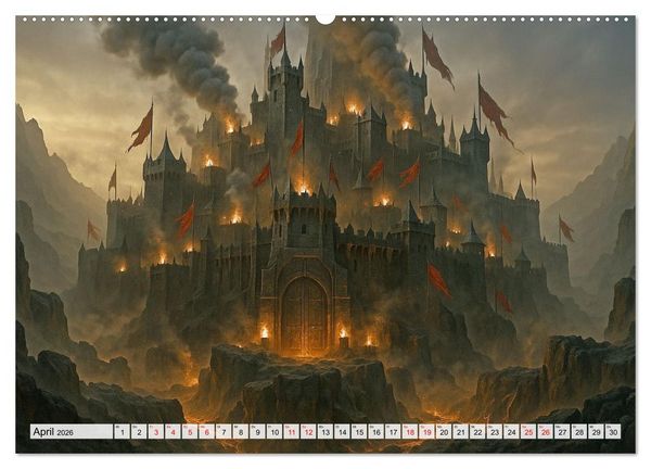 Produktbild: Erbe der Orks. Feuer und Schatten (hochwertiger Premium Wandkalender 2026 DIN A2 quer), Kunstdruck in Hochglanz
