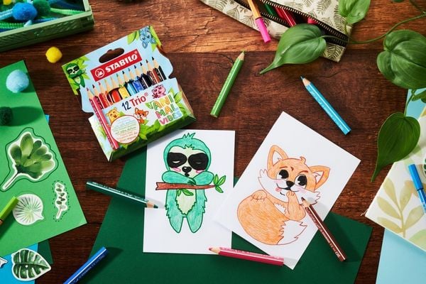 Produktbild: STABILO Buntstift Dreikant Trio dick kurz Animal Vibes, 12er Set