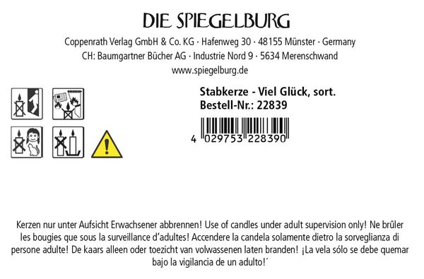 Produktbild: Stabkerze Gl&uuml;ckslicht - Viel Gl&uuml;ck, sort. im Display