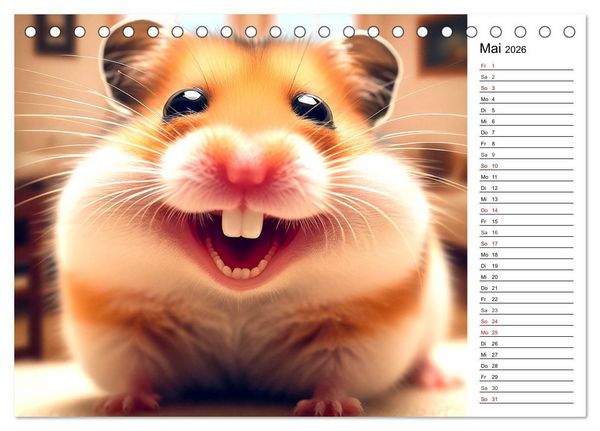 Produktbild: Grinsende Tiere - Tierportr&auml;ts von der KI zum L&auml;cheln gebracht (Tischkalender 2026 DIN A5 quer), CALVENDO Monatskalender