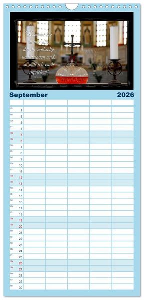 Produktbild: Familienplaner 2026 - Monat f&uuml;r Monat ein Bibelvers mit 5 Spalten (Wandkalender, 21 x 45 cm) CALVENDO