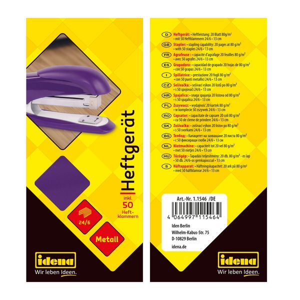 Produktbild: Idena Heftger&auml;t lila 13cm bis 20 Blatt