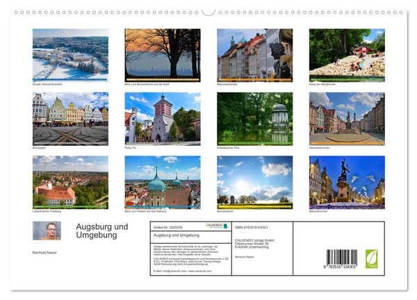 Produktbild: Augsburg und Umgebung (hochwertiger Premium Wandkalender 2026 DIN A2 quer), Kunstdruck in Hochglanz