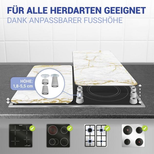Produktbild: Herdabdeckplatte Universal Mod. Marmor Gold, 2er Set, f&uuml;r alle Herdarten geeignet