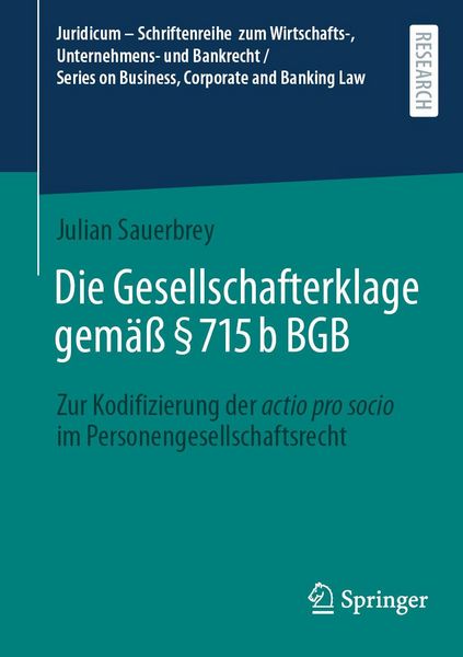 Produktbild: Die Gesellschafterklage gem&auml;&szlig; &sect; 715b BGB