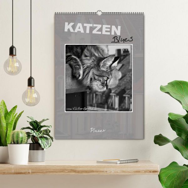 Produktbild: Katzen Blues / Planer (Wandkalender 2026 DIN A2 hoch), CALVENDO Monatskalender