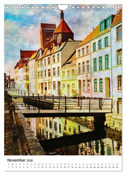 Produktbild: Hansestadt Wismar - Aquarellansichten der Perle des Nordens (Wandkalender 2026 DIN A4 hoch), CALVENDO Monatskalender