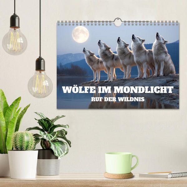 Produktbild: W&ouml;lfe im Mondlicht - Ruf der Wildnis (Wandkalender 2026 DIN A4 quer), CALVENDO Monatskalender