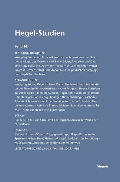 Produktbild: Hegel-Studien Band 14