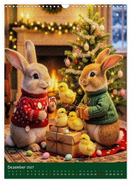 Produktbild: Osterhasen im Jahreskreis 12 Monate Hasenquatsch (Wandkalender 2027 DIN A3 hoch), CALVENDO Monatskalender