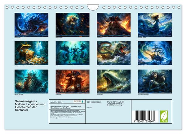 Produktbild: Seemannsgarn - Mythen, Legenden und Geschichten der Seefahrer (Wandkalender 2026 DIN A4 quer), CALVENDO Monatskalender