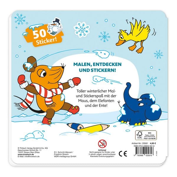 Produktbild: TR&Ouml;TSCH - Die Maus Stickermalbuch Winter Malbuch mit Stickern | Ab 4 Jahren