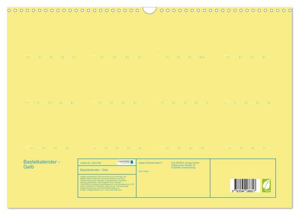 Produktbild: Bastelkalender - Gelb (Wandkalender 2027 DIN A3 quer), CALVENDO Monatskalender
