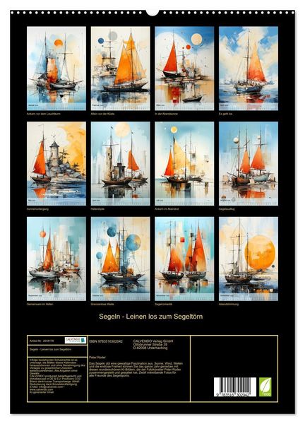 Produktbild: Segeln - Leinen los zum Segelt&ouml;rn (hochwertiger Premium Wandkalender 2026 DIN A2 hoch), Kunstdruck in Hochglanz