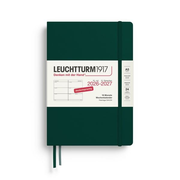 Produktbild: Wochenkalender Medium (A5) 2027, 18 Monate, Forest Green, Deutsch