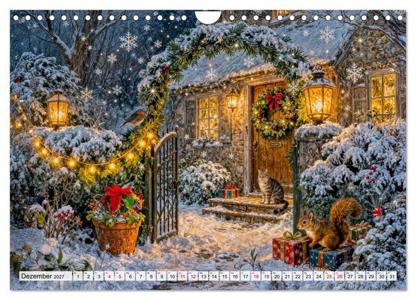 Produktbild: M&auml;rchenhafte Cottages - Waldzauber und versteckte Tiere entdecken! (Wandkalender 2027 DIN A4 quer), CALVENDO Monatskalender